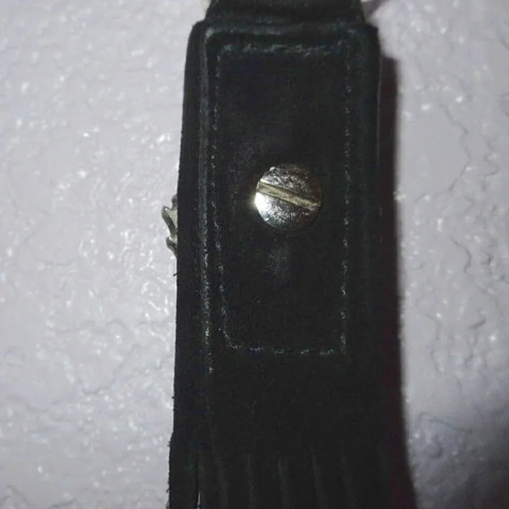 Vtg Y2K Harley Davidson Motorcycle Rally Suede Fringe Keychain 12” Ring Fob 2001